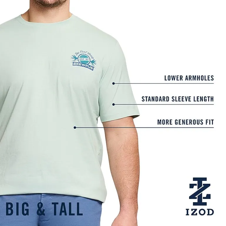 IZOD Saltwater Mens Crew Neck Short Sleeve Classic Fit Big and Tall Graphic T-Shirt