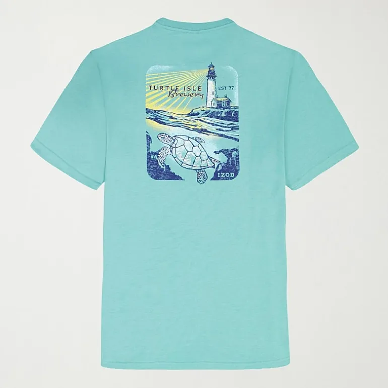 IZOD Saltwater Soft Wash Mens Crew Neck Short Sleeve Classic Fit Graphic T-Shirt