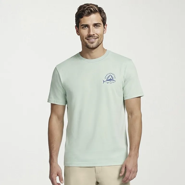 IZOD Saltwater Soft Wash Mens Crew Neck Short Sleeve Classic Fit Graphic T-Shirt