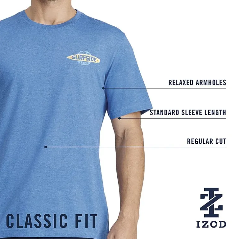 IZOD Saltwater Soft Wash Mens Crew Neck Short Sleeve Classic Fit Graphic T-Shirt
