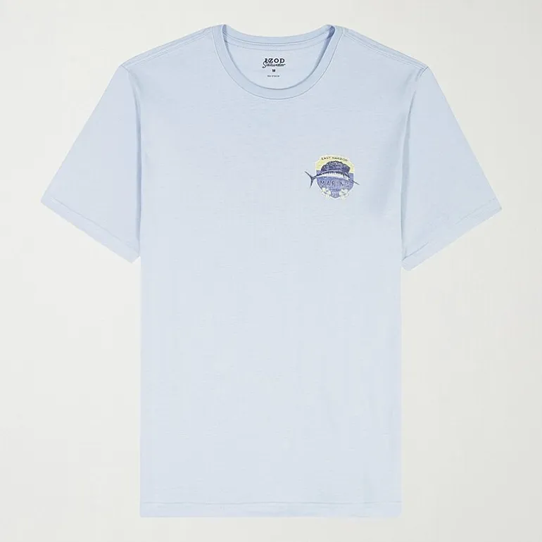 IZOD Saltwater Soft Wash Mens Crew Neck Short Sleeve Classic Fit Graphic T-Shirt