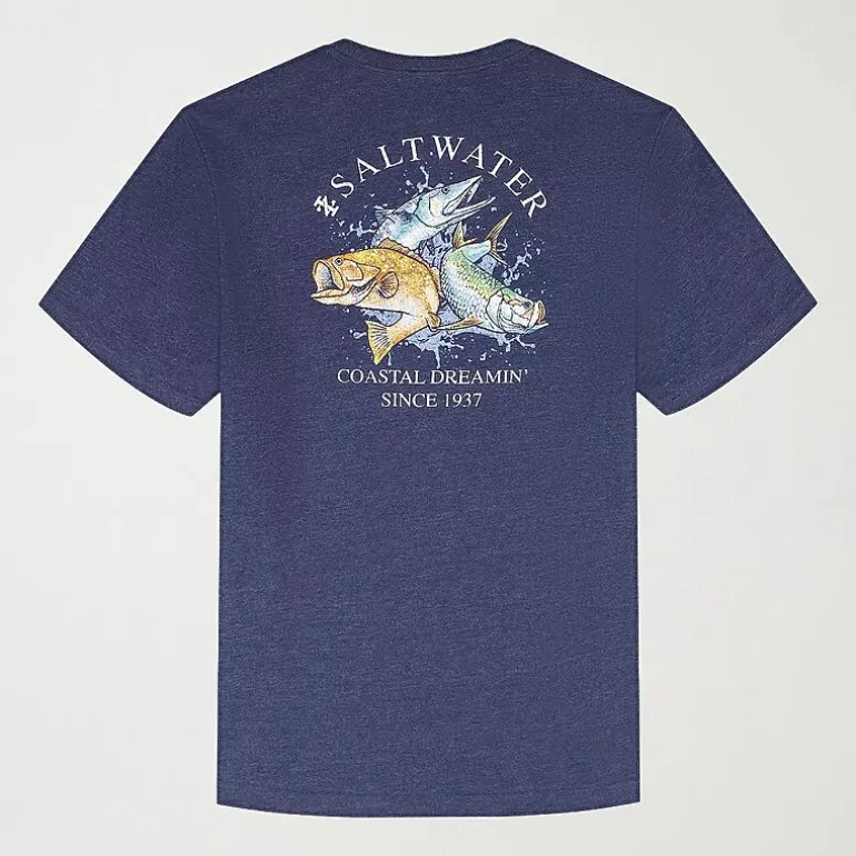 IZOD Saltwater Soft Wash Mens Crew Neck Short Sleeve Classic Fit Graphic T-Shirt