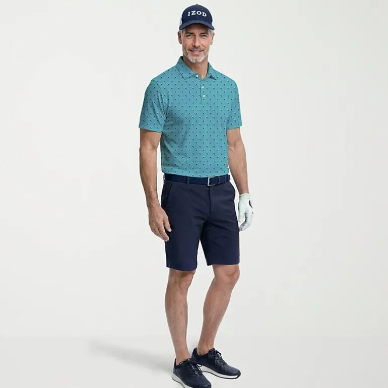 IZOD Swingflex Elite Fashion Print Mens Classic Fit Short Sleeve Polo Shirt