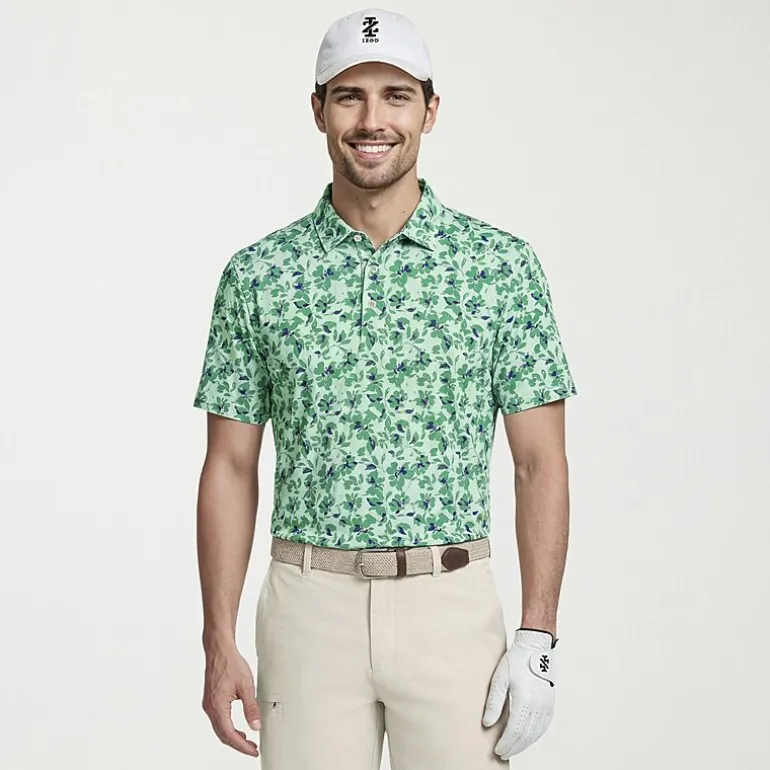 IZOD Swingflex Elite Fashion Print Mens Classic Fit Short Sleeve Polo Shirt
