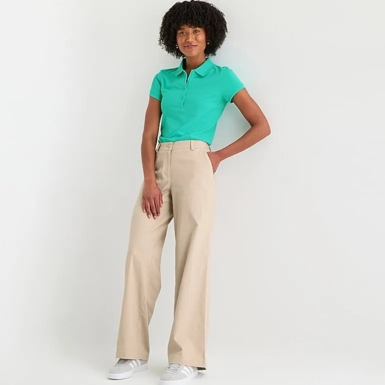 IZOD Womens Juniors Wide Leg Mid Rise Flat Front Pant