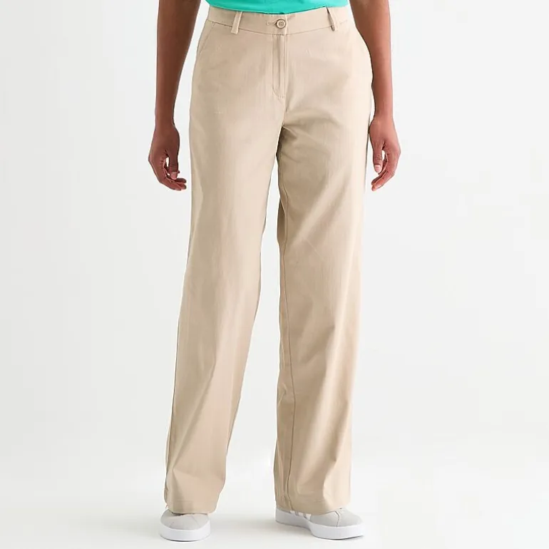 IZOD Womens Juniors Wide Leg Mid Rise Flat Front Pant