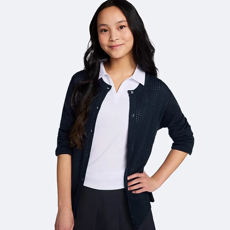 IZOD Womens Long Sleeve Button Juniors Cardigan