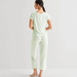 Jaclyn Womens Crew Neck Short Sleeve 2-pc. Pajama Set