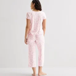 Jaclyn Womens Crew Neck Short Sleeve 2-pc. Pajama Set