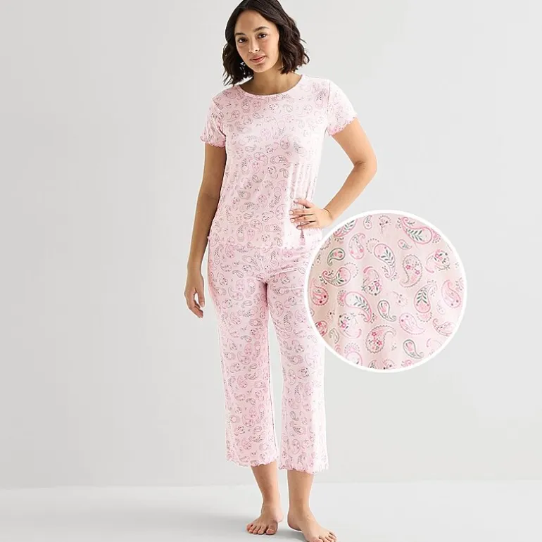 Jaclyn Womens Crew Neck Short Sleeve 2-pc. Pajama Set