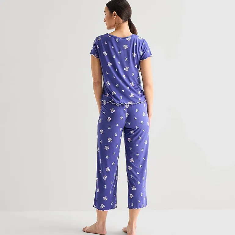 Jaclyn Womens Crew Neck Short Sleeve 2-pc. Pajama Set