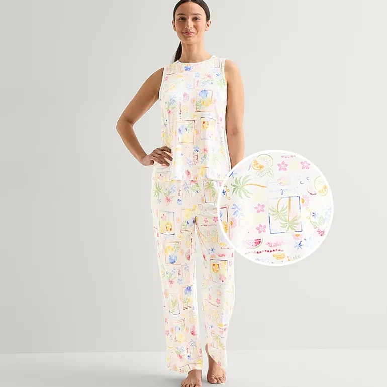 Jaclyn Womens Crew Neck Sleeveless 2-pc. Pajama Set