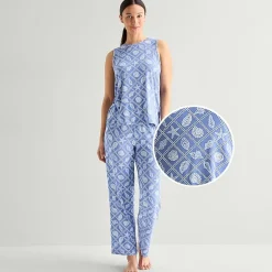 Jaclyn Womens Crew Neck Sleeveless 2-pc. Pajama Set