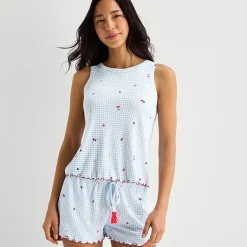 Jaclyn Womens Round Neck Sleeveless 2-pc. Pajama Set