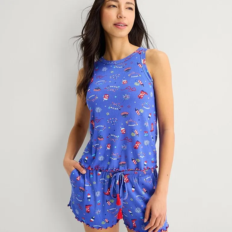 Jaclyn Womens Round Neck Sleeveless 2-pc. Pajama Set