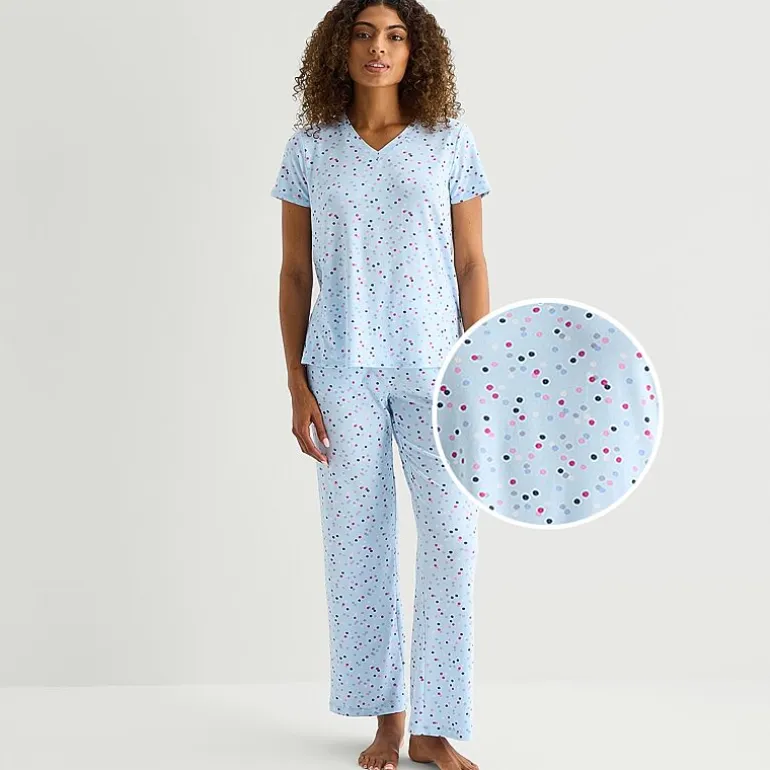 Jaclyn Womens V-Neck Short Sleeve 2-pc. Pajama Set