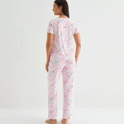 Jaclyn Womens V-Neck Short Sleeve 2-pc. Pajama Set
