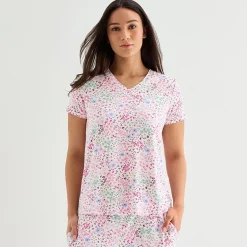 Jaclyn Womens V-Neck Short Sleeve 2-pc. Pajama Set