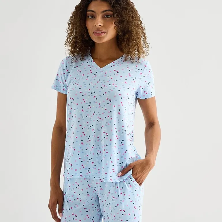 Jaclyn Womens V-Neck Short Sleeve 2-pc. Pajama Set