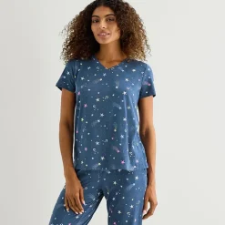 Jaclyn Womens V-Neck Short Sleeve 2-pc. Pajama Set