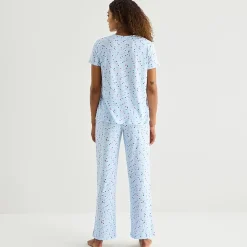 Jaclyn Womens V-Neck Short Sleeve 2-pc. Pajama Set