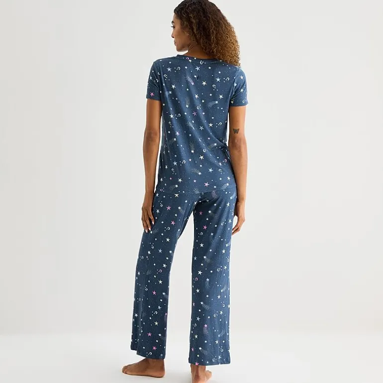 Jaclyn Womens V-Neck Short Sleeve 2-pc. Pajama Set