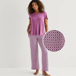 Jaclyn Womens V-Neck Short Sleeve 2-pc. Pajama Set