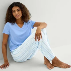 Jaclyn Womens V-Neck Short Sleeve 2-pc. Pajama Set