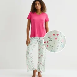 Jaclyn Womens V-Neck Short Sleeve 2-pc. Pajama Set