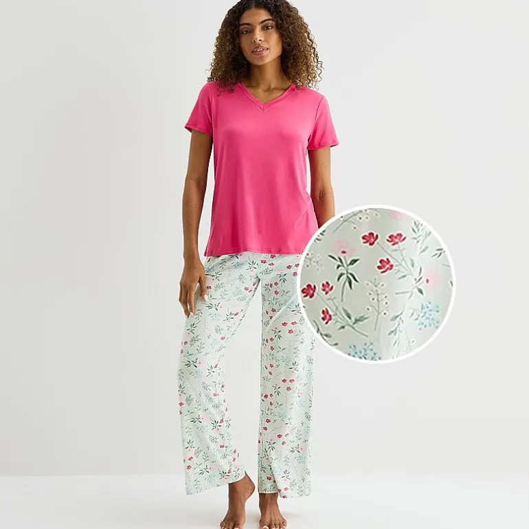 Jaclyn Womens V-Neck Short Sleeve 2-pc. Pajama Set