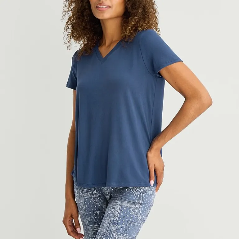 Jaclyn Womens V-Neck Short Sleeve 2-pc. Pajama Set