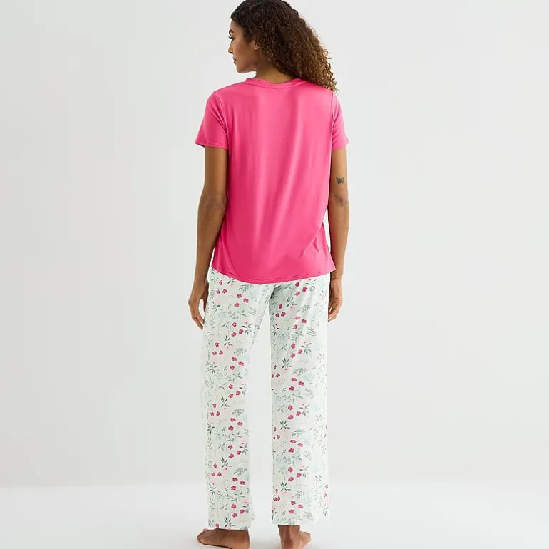 Jaclyn Womens V-Neck Short Sleeve 2-pc. Pajama Set