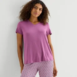 Jaclyn Womens V-Neck Short Sleeve 2-pc. Pajama Set