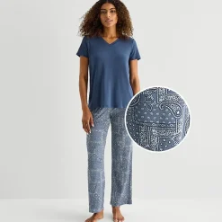 Jaclyn Womens V-Neck Short Sleeve 2-pc. Pajama Set