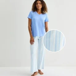 Jaclyn Womens V-Neck Short Sleeve 2-pc. Pajama Set