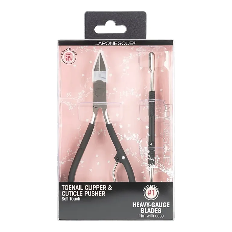 Japonesque Toenail Clipper & Cuticle Pusher Soft Touch Manicure Kit
