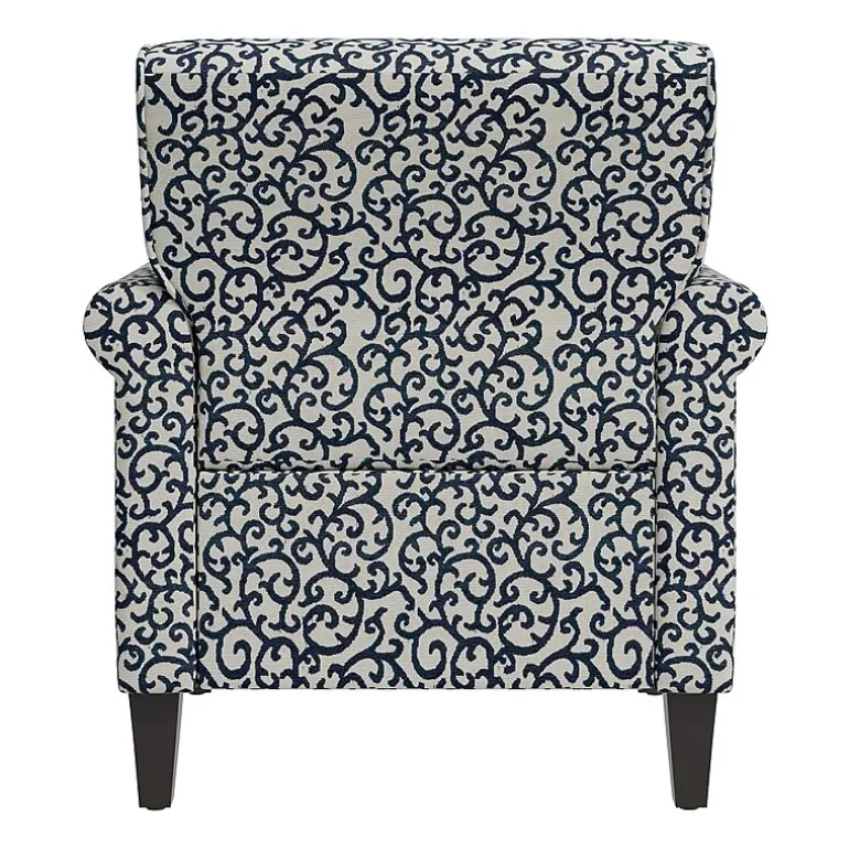 Jean Traditional Rolled Arm Accent Chair with Pewter Nailheads in Curly Vine Pattern