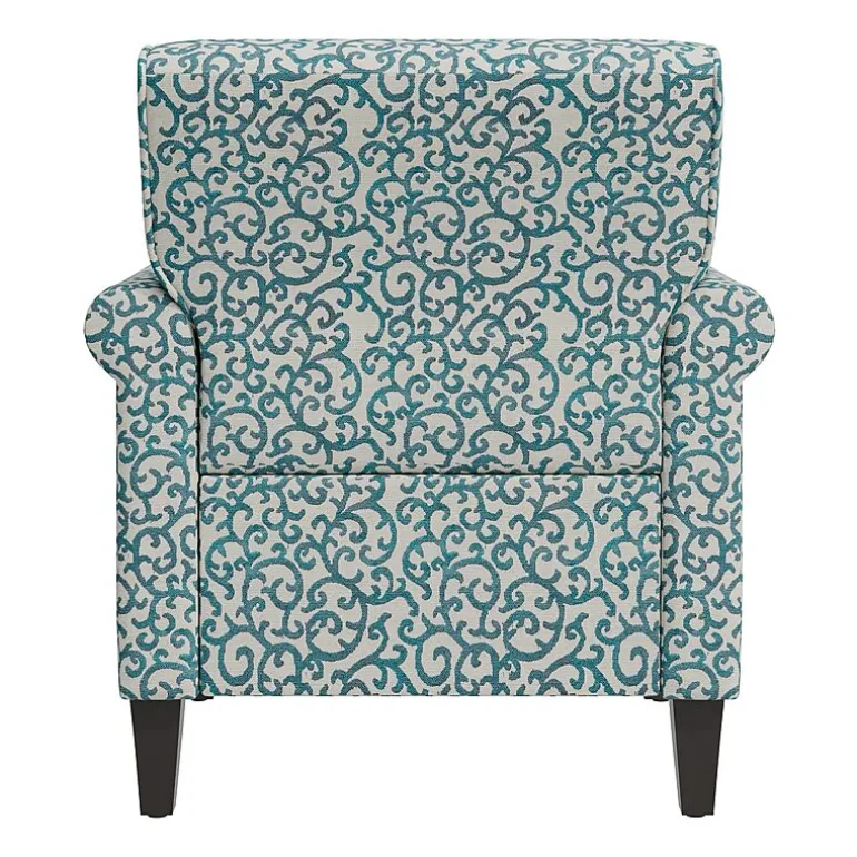 Jean Traditional Rolled Arm Accent Chair with Pewter Nailheads in Curly Vine Pattern