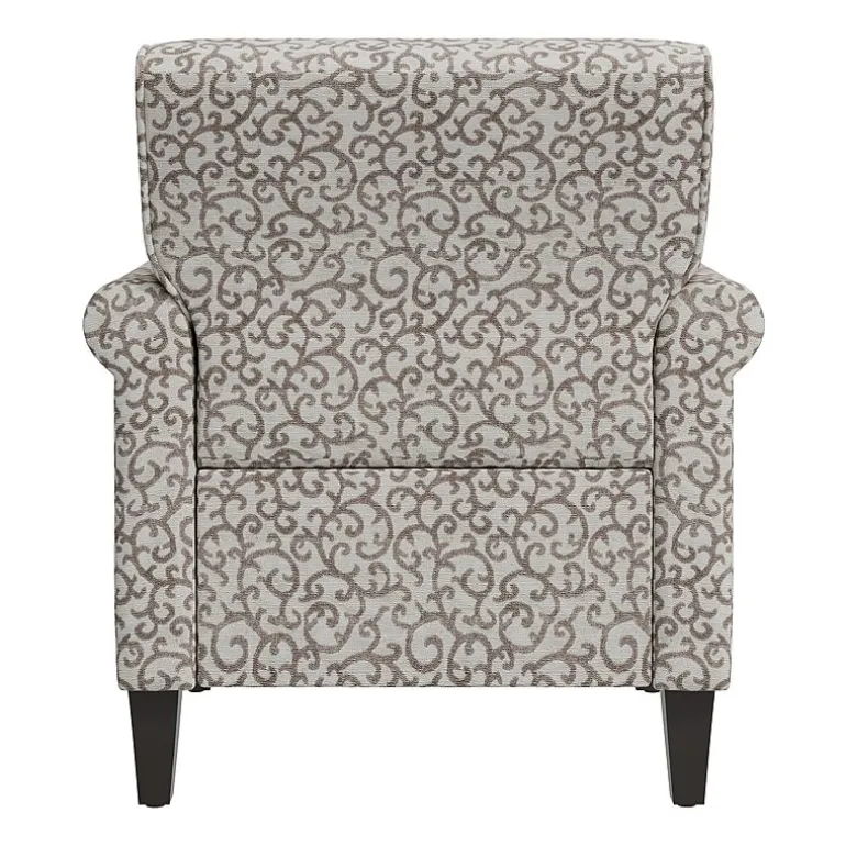 Jean Traditional Rolled Arm Accent Chair with Pewter Nailheads in Curly Vine Pattern