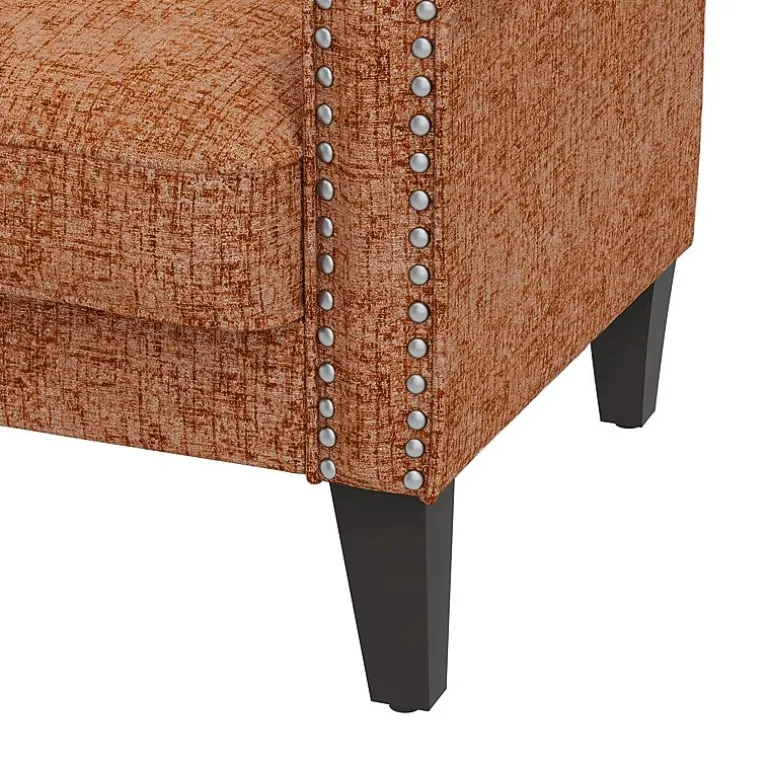 Jean Traditional Rolled Arm Accent Chair with Pewter Nailheads in Chenille