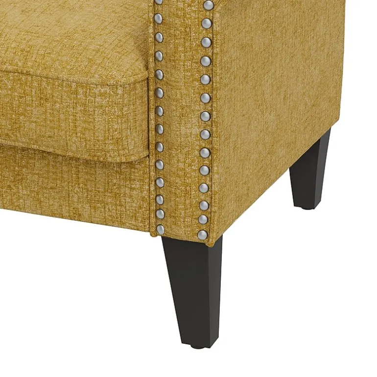 Jean Traditional Rolled Arm Accent Chair with Pewter Nailheads in Chenille