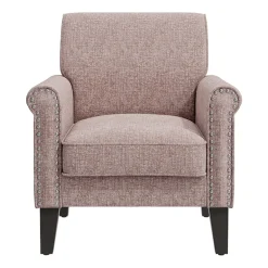 Jean Traditional Rolled Arm Accent Chair with Pewter Nailheads in Chenille