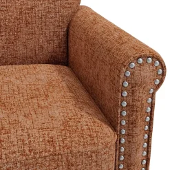 Jean Traditional Rolled Arm Accent Chair with Pewter Nailheads in Chenille