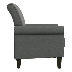 Jean Traditional Rolled Arm Accent Chair with Pewter Nailheads in Linen