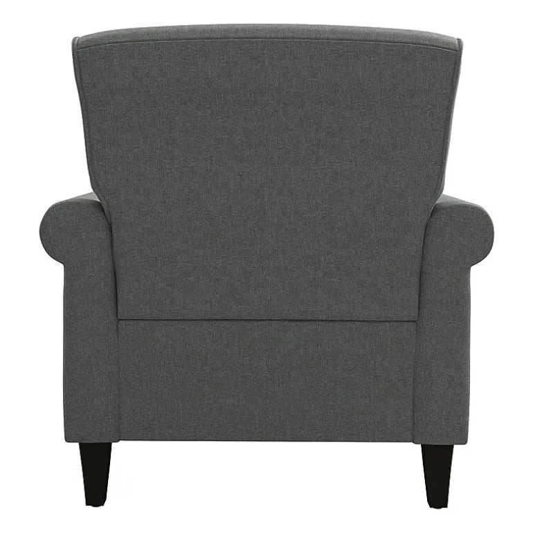Jean Traditional Rolled Arm Accent Chair with Pewter Nailheads in Linen