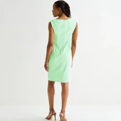 Jessica Howard Womens Boat Neck Sleeveless Sheath Dress