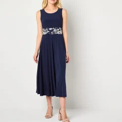 Jessica Howard Womens Midi Floral Jacket Dress