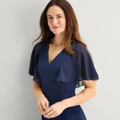 Jessica Howard Womens Petite V Neck Short Sleeve Sheath Dress