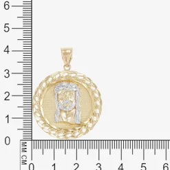 Jesus Head Mens 10K Gold Round Pendant