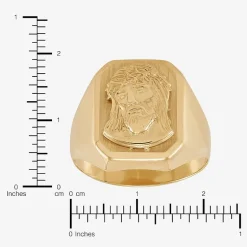 Jesus Mens 14K Gold Signet Ring
